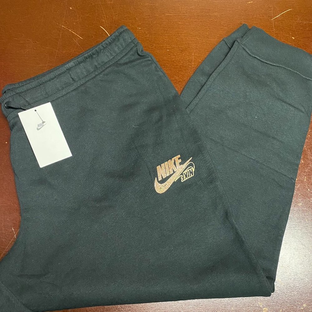 Nike Womens Black Sportswear Club Mid Rise Slim Fit Glitter Sweatpants Size XXL